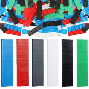 300 Pieces Plastic Flat Shims Structural Tile Plastic Shims for Leveling, 3/64, 5/64, 1/8, 5/32, 13/64, 15/64 Inch, Green, Black, White, Grey, Blue, Red