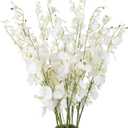Artificial Orchids Silk Flowers, 10 PCS (Each 37'') White Orchids Artificial Flowers Fake Orchid Long Stem Artificial Flowers Fake Silk Flowers for Indoor Outdoor Wedding Home Office Decoration(White)