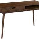 Bush Furniture Nora 54W Writing Desk in Dark Walnut | Large Computer Table with Storage for Home Office, Study Room, or Entryway