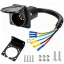 7 Pin Trailer Plug,7 Way Trailer Light Connector Socket,7 Prong Electrical Truck End Wiring Harness Vehicle Side,7 Pin Truck Plug Quick Converter with Mounting Bracket