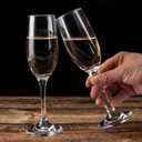 UMEIED Set of 16 Champagne Glasses, Champagne Flutes with Classic Shape, Long stem Sparkling Wine Glasses for Wedding, Restaurant, Bar, Wine Toasting, Clear