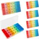 6 Pack Pill Organizer Monthly Weekly Pill Organizer 4 Times a Day, Daily Pill Box 7 Day, Large Travel Pill Case with 28 Compartment for Pills Vitamin Fish Oil and Supplements