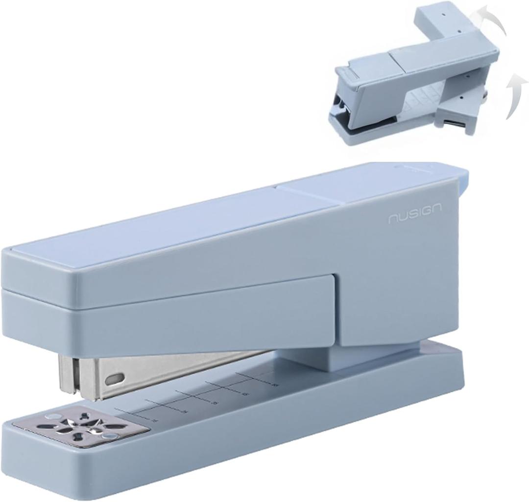 2 x Swing-Arm Desktop Stapler, 360° Rotating Base, 25-Sheet Capacity, Fits 24/6 & 26/6 Staples, Durable Metal Build with Non-Slip Pad for Office & Home Use （Blue）