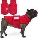 cyeollo Dog Fleece Sweater Turtleneck Coat with Adjustable Strap, Red M