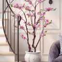 Jexine 1 Pcs 6ft Artificial Magnolia Tree Faux Magnolia Flower Tree with Pot Tall Faux Realistic Flower Plants Lifelike Plant for Indoor Outdoor Home Office Living Room Yard Patio Garden Decor (Pink)