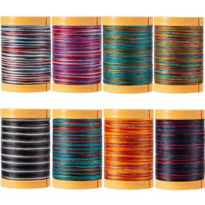 Variegated Waxed Polyester Thread -8 Deep Ombre Colors - 0.5mm Wax String for DIY Bracelets, Straps, Micro Macrame, Jewelry Making, Knotting, Beading, Braiding, Binding - 82 Yards/Spool