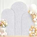Silver Arch Cover Set of 3 Wedding Arch Stand Covers 6FT 5FT 4FT Sequin Arch Backdrop Cover Glitter Arches Covers Stretchy Backdrop for Baby Shower Bridal Shower Party Decor