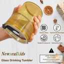 13oz Glass Tumbler with Lid and Straw Set of 4, Reusable Thickened Drinking Glasses for Iced Coffee, Tea, Leakproof & Insulated Cups, Amber