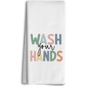 Kids KidBathroom Decor, Kids Hand Towels, Kids Bathroom Accessories, Little Girls Boys Bathroom Kitchen Decor forKids, Wash Your Hands Boho Nursery Dish Towels Tea Towels for KitchenBathroom (White)