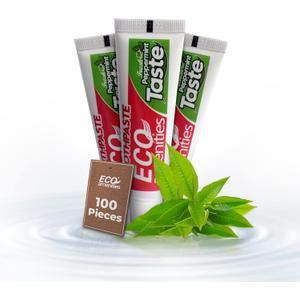 ECO Amenities Travel Size Bulk Toothpaste - Extra Small 0.2oz (Value Pack - 100 Tubes) Peppermint Toothpaste Travel-Sized for Guest with Fresh Scent Hotel Toiletries
