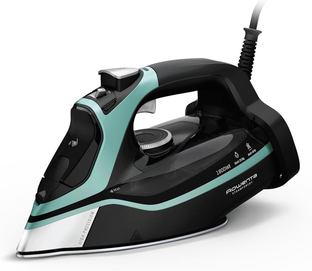 Rowenta Steam Force Stainless Steel Soleplate Steam Iron for Clothes, Anti-Drip Protection, 400 Microsteam Holes, 1800 Watts, Iron, Fabric Steamer, Garment Steamer for Clothes, Precision Tip, DW9440