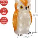 Gloworm YKL-1018, 22.5CM Acrylic Owl Lighting, Garden/Home Figure Light Up, 24 Warm White LEDs, 6H Timer, Dual Power Supply USB or Batteries: 3 x AA (Not Included) Garden/Home Decoration Indoor