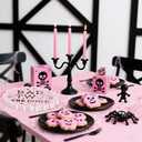 100 Pcs Bad Two The Bone Christmas Party Decorations Girl, Pink Scalloped Skeleton Paper Placemats Bad to The Bone 2nd Birthday Decorations Party Supplies Disposable Placemats Set for Girls Birthday