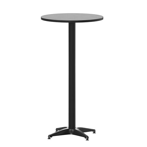 Flash Furniture Metal Bar Table - Aluminum Patio Table - Mellie 23.5"H Round Bar Height Table - Indoor/Outdoor - Black