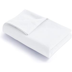 FLXXIE Full Flat Sheet - Brushed Microfiber Flat Sheet Only - Soft and Fade, Wrinkle-Free, Stain Resistance Flat Bed Sheet - Hotel Quality Top Sheet - (Full, White)