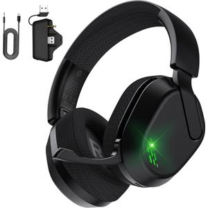 Gvyugke Wireless Gaming Headset for Xbox Series X/S, Xbox One, PS5, PC, Mac, Bluetooth 6.0 Gaming Headphones with Flip-to-Mute Noise-Canceling Mic, Foldable, 3D Surround Sound, 45H Battery - Black