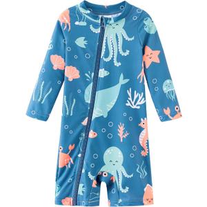 UMELOK Baby Boy Swimsuit UPF 50+ Sun Protection Rash Guard Swimwear (Blue)