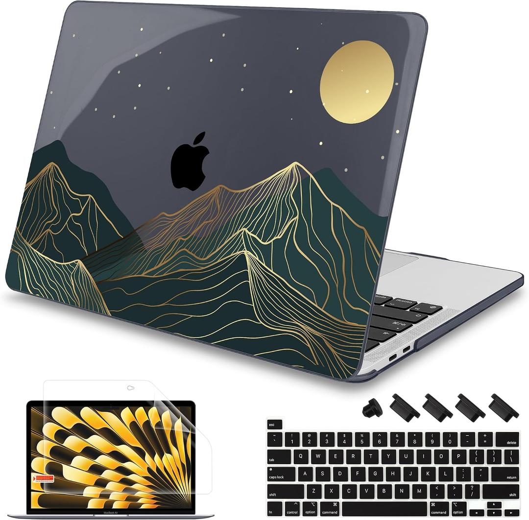 Mektron Case for MacBook Pro 16 Inch A2141 Cover 2019 Release 16" with Liquid Retina Display/Touch ID, Plastic Hard Shell with Keyboard Skin & Screen Protector & Dust Plug, Abstract Mountain C112