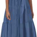 KIRUNDO Summer Button Down Wedding Guest Shirt Dresses for Women Maxi Flutter Short Sleeve Flowy Tiered Beach Sun Dress (S)