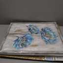 Blue Flower Wooden Artwork Framed: Bloom Wall Art Floral Painting Print for Bedroom Living Room (18''W x 24''H x 2 PCS)