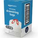 Amazon Basics Tall Kitchen Drawstring Trash Bags, 13 Gallon, Unscented, 45 Count