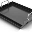 25" x 16" Nano-Ceramic Nonstick Cast Iron Griddle - 23lb Heavy Duty - Universal Flat Top with Grease Groove, Reinforced Ridges & High Sidewalls, for Gas/Charcoal Most Grill Brands, Iron+Ceramic