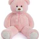 HollyHOME Giant Teddy Bear 4Ft Big Teddy Bear Stuffed Animal Birthday Valentines Day Plush for Kids and Girlfriend 48 inch Pink