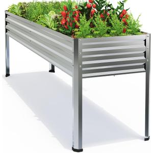 Galvanized Raised Garden Bed with Legs, 722432in Large Metal Elevated Raised Planter Box with Drainage Holes for Backyard, Patio, Balcony, 700lb Capacity