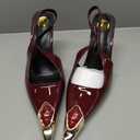 Women's Slingback Stiletto High Heels Crystal Metallic Closed Pointed Toe Pumps Patent Leather Slip on Elastic Strap Heeled Sandals Fashion Party Dress Shoes for Women (10, Burgundy)