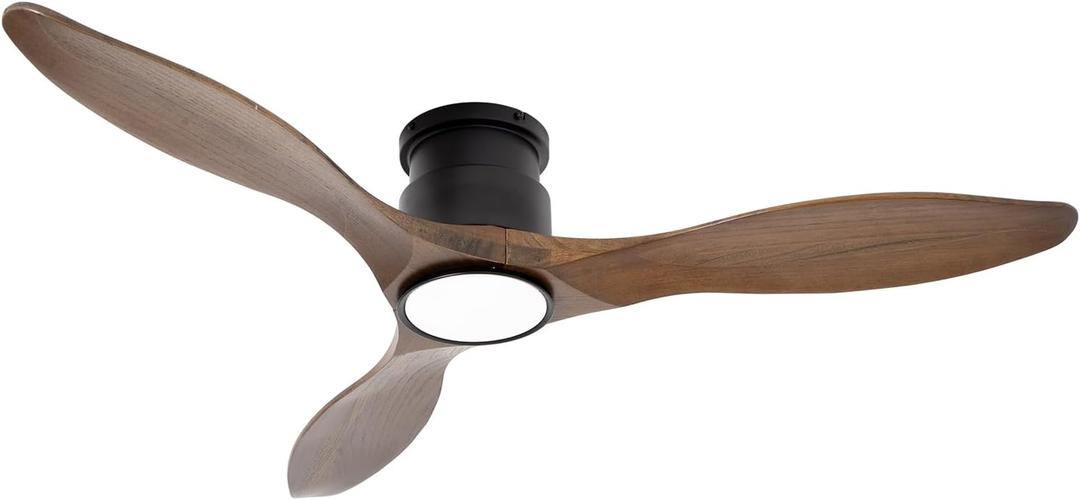 revoici 52'' Amber Ceiling Fan with Lights, Low Profile Flush Mount