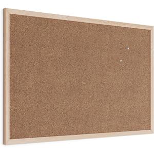U Brands Cork Bulletin Board, 36" x 24" Inches, Light Birch Wood Frame, 35" x 23"