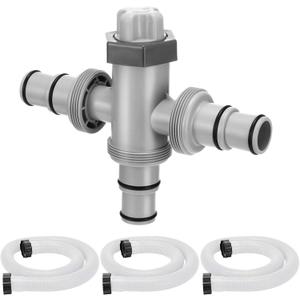 Dual Split Swimming Pool Hose Plunger Valve, 2 in 1 Hose Plunger Valve with 1.5" Diameter Pool Pump Replacement Hose for Above Ground Swimming Filter Pump(White)