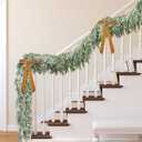 2 Pcs Christmas Snow Norfolk Pine Garlands, 6 Ft White Frost Real Touch Artificial Greenery Garland, Faux Snowy Pine Cedar Garland Ornaments for Mantle Fireplace Table Indoor Outdoor Xmas Decoration