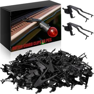 Christmas Gutter Clips for Hanging Outdoor Lights Weatherproof Christmas Light Clips for Gutter Guards Mesh Filter Shingles Eaves Ornament Hooks for Xmas Halloween Decor (Black, 50 Pcs)