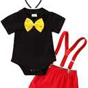 IBTOM CASTLE Gentleman First Birthday Cake Smash Outfits for Baby Boys Formal Suit Bowtie Bib Pants Ears Halloween Set 18-24