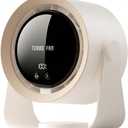 Desk Fan, USB Rechargeable Quiet Desktop Fan with 5400mAh Battery & LED Display, Adjustable Speed Control, 90 Tilt Head Hangable Table Fan for Office, Bedroom, Dorm, Kitchen (Khaki)