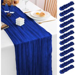 12 Pack Royal Blue Table Runner 17x108 Inch Royal Blue Cheesecloth Table Runner Semi Gauze Table Runners Rustic Sheer Fabric Cheese Cloth Table Runners for Wedding Party Birthday Baby Bridal Shower