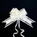 50PC White Gift Wrap Bows - 3.7"Pull Bows for Present Wrapping, Basket Handle Decor, Christmas Wedding Birthday Party Supplies, DIY Craft Accessories (Matte-White, 1 Count (Pack of 50))