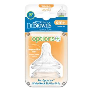 Silicone Nipple for Dr.Brown's WideNick Baby Bottle Bottles,Level 3 Bottle Nipples, Fast Flow, 6m+, 6 Count