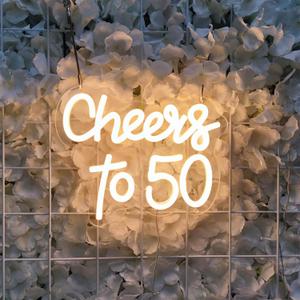 Cheers to 50 Years Neon Sign 50th Anniversary Decorations, LED Lights Sign 50th Birthday Decorations for Living Room Bedroom Bar Birthday Wedding Party Decor, 9.4" x 7.9"
