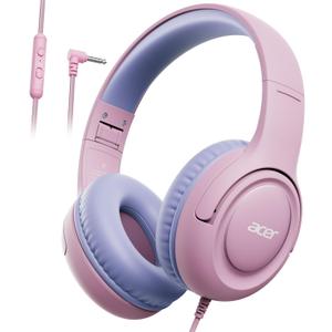 Acer Kids Headphones - Over-Ear 85/94dB Volume Limiter 3.5mm Jack Foldable Stereo Sound Headset for Toddlers Girls Boys Travel Learning Entertainment Tablet Kindle iPad PC,Pink Purple, HK03