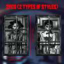 2 x Scary Halloween Curtains, 2 Pcs Creepy Halloween Windows Silhouette, Outside Blood Windows Decorations, Suitability Indoor Outdoor Horror Theme Party Window Decor