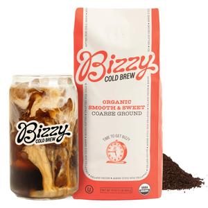 Bizzy Organic Cold Brew Coffee | Smooth & Sweet Blend | Coarse Ground Coffee | Micro Sifted | Specialty Grade | 100% Arabica | 1 LB, Best By: 05/2026