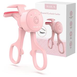 Heated Eyelash Curlers with 3 Heating Modes, C-Shaped Natural Curling, 24 Hours Long Lasting, Rechargeable Electric Eyelash Curler with Type-C, Anti-Burn Mini Lash Curler, Gift for Women Girls, Pink