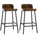 Giantex 24.5'' Bar Stool, Counter Height Bar Stools with Low Back & Footrest Set of 2