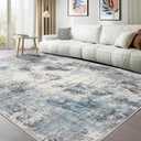 Washable Rug 8x10 Area Rugs for Living Room: Modern Abstract Neutral Soft Carpet for Bedroom Dining Room Under Kitchen Table Home Office Decor - Grey Blue
