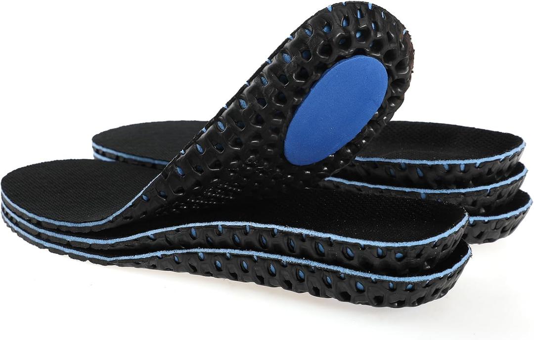 XINIFOOT 3 Pairs Elastic Shock Absorbing Shoe Insoles Breathable Honeycomb Sneaker Inserts Sports Shoe Insole Replacement Insoles for Men (Black) (Men Us(8-12))