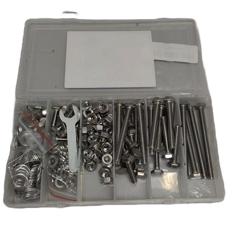 225-Piece Assorted Fastener Set – Includes Screws, Bolts, Nuts, Flat Washers, Lock Washers & Wrench – Organized Storage Case