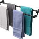 TocTen Double Bath Towel Bar - Thicken SUS304 Stainless Steel Towel Rack for Bathroom, Bathroom Accessories Double Towel Rod Heavy Duty Wall Mounted Towel Holder (Black, 30IN) (Round 30 Inch)