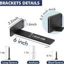 Starunder 6 Pack Floating Shelf Brackets, 6 Inch Heavy Duty Industrial Shelf Bracket, Black Metal L Brackets for Shelves Support DIY(1/5 Inch Thicked)